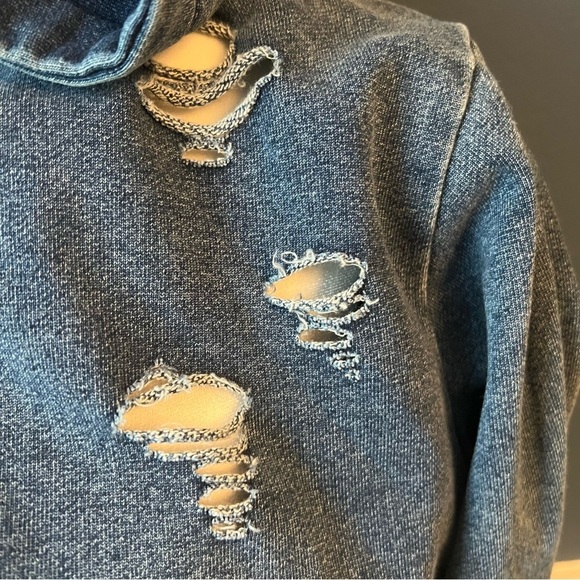NWOT POL Distressed Hoodie - Blue - Picture 2 of 6